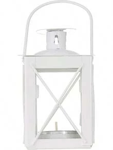 Luminoso Plata Mini-Lantern té Titular de la luz con Velas de Soja, - Blanco - Pequeño - Ver 3