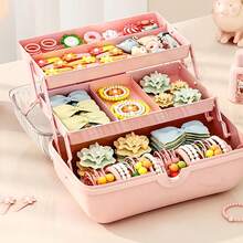 1pc Large Capacity Lidded Divided Jewelry Box, Transparent 3-Tier Cute Storage Box, Tabletop Organizer For Accessories, Makeup, Jewelry, Gender Reveal Party, Perfect For Birthdays, Weddings, Parties, The Perfect Gift For Colleagues, Friends, And Family, Back To School