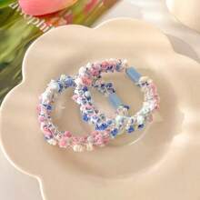 5件套女士彩色圆点毛绒发圈，高弹力，用橡皮筋绑头发，不伤头发的发圈。适合夏季日常装饰，搭配通勤和休闲使用，发圈 - 5pcs彩色髮圈組合 - 查看 6