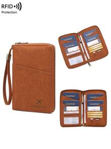New RFID Blocking Passport Holder, Long Zipper Passport Wallet, Multi-Functional Travel Ticket & Document Organizer, Fits Multiple Passports, Travel Documents & Cards, Soft Texture Zipper Passport Clutch With Detachable Wrist Strap, Great Gift For Wife, Girlfriend, Valentine's Day Travel Essential Holiday Vacation Passport Cover Passport Holder For Women For Family - Multicolor - View 5