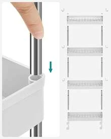 Carrito de almacenamiento de 4 capas, carrito de cocina, 12.5 x 40 x 88 cm, con ruedas, adecuado para baño, oficina - blanco - Ver 7