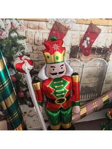 1pc Oversized Freestanding Lollipop Shaped Aluminum Foil Balloon With Nutcracker Soldier Design - Standing Candy Nut Soldier - View 5