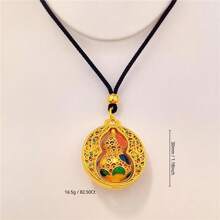 1 pièce Collier vintage à la mode de style chinois avec pendentif en céramique émaillée en forme de calebasse creuse