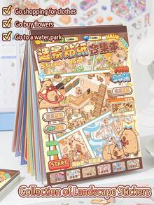 1 Libro con 20 Adesivi di Scene Diverse, Adesivi Carini di Capibara, Adesivi Divertenti di Scarabocchi, Regalo per Amici, per Forniture Scolastiche, Ritorno a Scuola