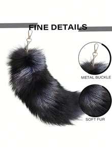 1 件可爱仿真狐尾钥匙扣吊坠钥匙链包包饰品钥匙扣钥匙圈尾巴链钥匙扣钥匙圈礼物感恩节情人节节日礼物（颜色随机）冬季包包钥匙扣 - 彩色 - 查看 5