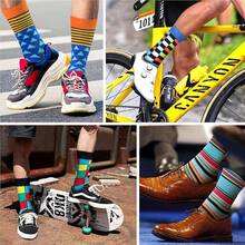 Men's Funny Novelty Crazy Pattern Dress Socks For Gifts - Red-orange/Blue/Multicolor Geometric-5m - View 10