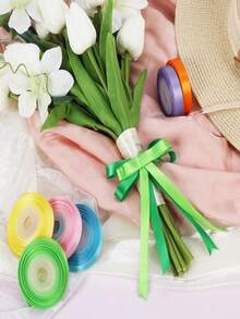 1pc Solid Satin Ribbon, 25 Yards Handmade Fabric Satin Ribbon, DIY Rose Flower Material Silk Satin Ribbon, Color Difference Less Than 3%, For Gift Wrapping, Handicrafts, Hair Accessories, Wedding Decoration, Sewing, Invitations, Bouquets, Christmas, Cake Decoration, Gift Packaging, Wedding And Party Bows, Rose Flower Decor, Gift Wrapping, Luxury Brand: Jewelry Box/Perfume Bottle Wrap Decor, Wedding Aesthetics: Bridal Bouquet/Invitations/Chair Back Decor - Pink - View 9