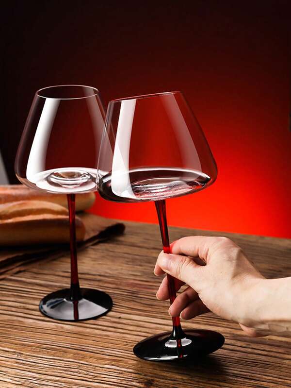 2pcs Long Stem Glass Burgundy Wine Glasses, 710ml High-End Crystal Clear Champagne Flutes, Elegant Glassware For Wedding, Bar, Anniversary Celebrations, Dinner Parties