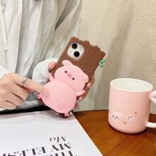 Sanrio 1 Stück süße cartoon-förmige Quetsch-Geräusch Schwein Silikon Handy-Hülle, passend für 16/16Pro/16ProMax/16plus/15Pro/15ProMax/15plus/14/14Pro/14ProMax/14plus/13/13Pro/13ProMax/13mini/12/12Pro/12ProMax/12mini/11/11Pro/11ProMax/X/Xs/Xr/Xsmax, Weihnachten/Valentinstag/Erntedankfest/süße Cartoon-Schutzhülle