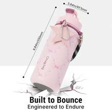 Insulated Water Bottle 40 Oz With Strap, Leak-Proof Stainless Steel Water Bottle With Flip Straw & Spout Lid, -Free, Reusable Cute Metal Water Bottles For Women & Girls, Keeps Drinks Cold - Blue and White - View 7