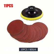4 Inch Hook And Loop Pad - M10 Thread, Suitable For Cordless Drill/Angle Grinder - Electric Grinder Hook And Loop Disc, Buffing Pad, Self-Adhesive Plate, Angle Grinder Grinding Disc, Electric Drill Grinding Disc, Sandpaper (P60/P120/P240/P230/P600) Applicable For - Wood, Metal And Auto Polishing