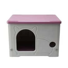 Weatherproof Plastic Cat Shelter - Stackable Design For Indoor/Outdoor Use - Rosa Fucsia - Ver 1
