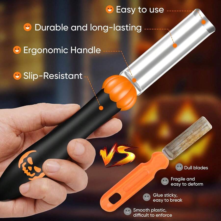 45-Piece Pumpkin Carving Kit With Stencils & Candles - Professional Halloween Carving Tools For Adults & Kids