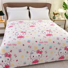Sanrio 1 Piece, Sanrio Hello Kitty Extra Large Flannel Blanket - With Colorful Hello Kitty Illustrations, Perfect For Daily Use, Comfortable And Warm. This Soft Flannel Blanket Will Make You Feel Comfortable. Suitable For Sofas, Beds, And Office Napping - Modern Knitted Design, Ultra Soft Home, Picnic, And Travel Blankets - Personalized Blankets For Comfortable All Seasons
