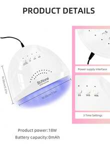 DianaBeauty Máy sấy móng LED công suất cao, phù hợp cho mọi loại đèn gel móng, đèn UV sấy móng nhanh, máy trị liệu ánh sáng - trắng - Xem 6