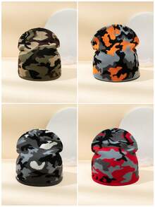 1pc Men's Classic Casual Elastic Knit Camouflage Outdoor Cycling Sun Protection Winter Knit Cap - Camouflage Knitted Hat - View 12