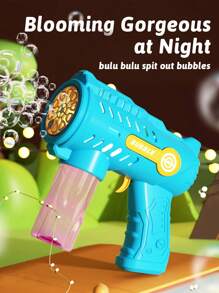 Kids Portable Automatic Bubble Machine, 2 Color Options, Handheld Bubble Gun Can Be Used As Birthday Gift For Boys & Girls, Electric Lighting Outdoor One-Click Bubble Maker (Batteries And Bubble Solution Not Included)