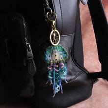 Enchanting Jellyfish Tassel Keychain – Handmade Beaded Bag Charm - 孔雀綠 - 查看 9