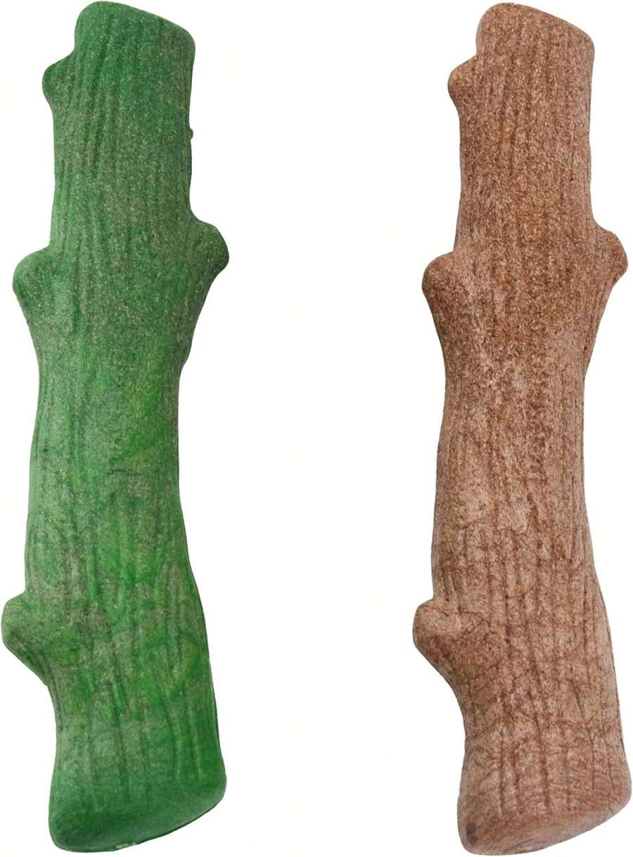 Outward Hound Dogwood Wood Durable Dog Chew Toys, Real Wood &Amp; Calming Hemp, 2-Pack, Medium