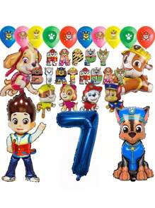 Paw Patrol Authorize Paw Patrol Theme Balloon 32inch Number Balloons Happy Birthday Banner Party Decorations, Birthday Balloon Combination Perfect For Birthday Adult Gift Party Wall Decorative Balloon Set