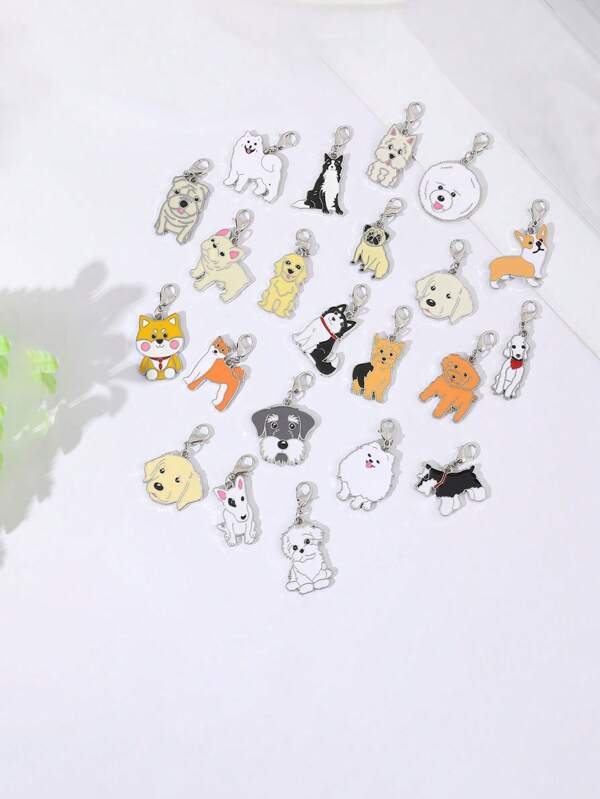 1pc Metal Enamel Dog Charm For Jewelry Making Earring Pendant Bracelet Necklace Charms Accessories Headset Bag Headphone