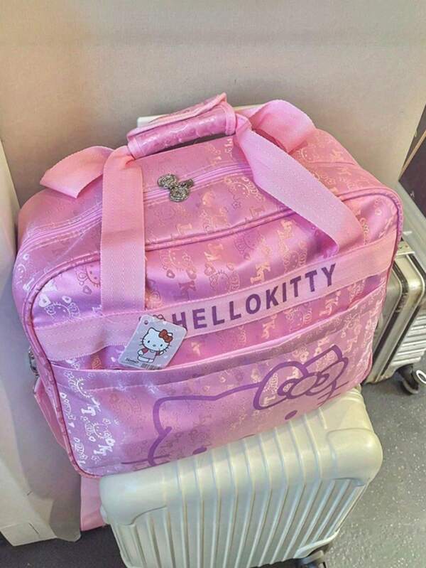 Sanrio 1 Stück Sanrio Hello Kitty Aufbewahrungstasche mit großem Fassungsvermögen, Reiseaufbewahrungstasche, Mehrzweck-Reisetasche mit großem Volumen, wasserdichte tragbare Aufbewahrungstasche, geeignet für Kleidung, Hosen, Schuhe, Socken, Koffer-Aufbewahrung, Aufbewahrung von Kosmetikflaschen, Aufbewahrung für Geschäftsreisen, tragbares Gepäck, Mehrzweckaufbewahrung, Unterwäsche-Aufbewahrungstasche, Reiseessentials