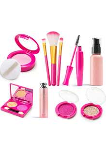 New Makeup Toy Set For Girls, Children Pretend Play Cosmetic Box Makeup Model Set (Random Foundation Color)