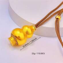 1 pièce Collier vintage à la mode de style chinois avec pendentif en céramique émaillée en forme de calebasse creuse