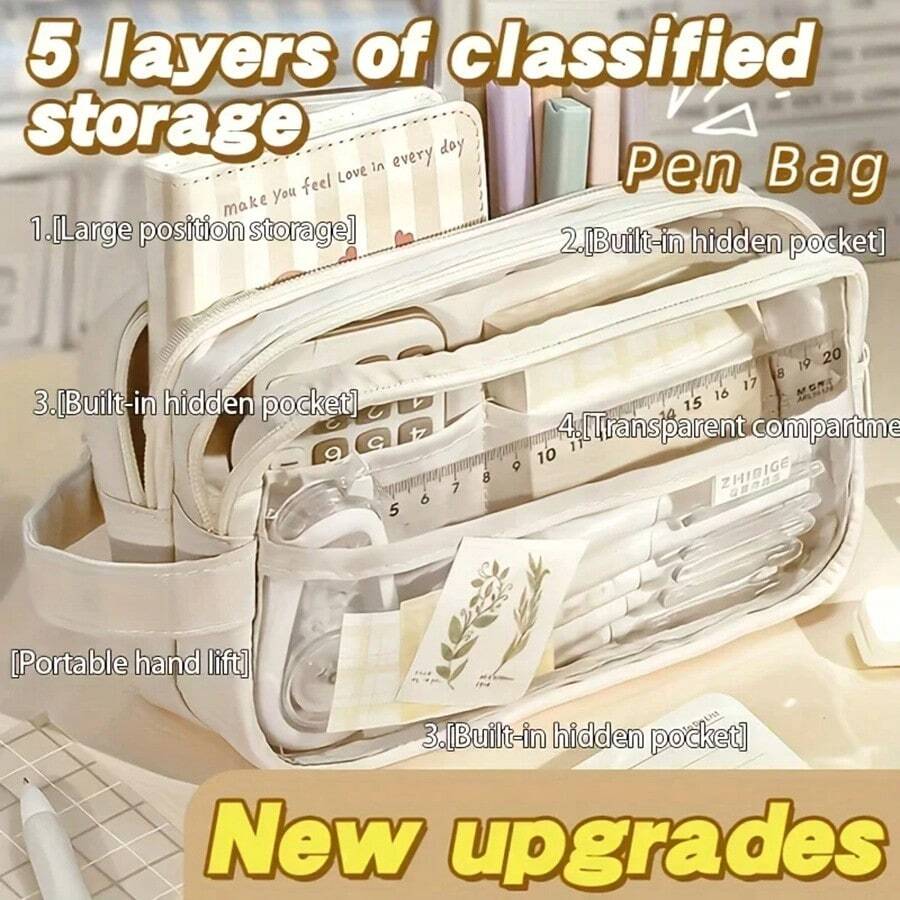 1 buc. nou creativ multi-strat stil chinezesc de înaltă calitate, geantă de papetărie de mare capacitate, cutie de pix, cutie de creion, cadou de papetărie în stil chinezesc nou