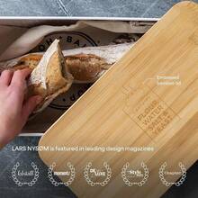 LARS NYSØM Bread Box I Metal Box With Linen Bag For Long Lasting Freshness I Bread Bin With Bamboo Lid Usable As Cutting Board I 13.4x7.3x5.3In (Sage Green) - Almond Beige - 查看 5