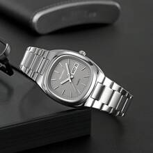 SKMEI 2420 男士手表时尚简约日历不锈钢表带防水模拟商务手表男士石英钟