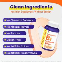 Benfotiamine With Thiamine, 500 Mg - Fat & Water Soluble Vitamin B1 - Gluten-Free,120 Vegetarian Capsules - không có hương vị - Xem 3