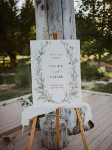 1 Stück - Individualisiertes grünes Hochzeit Willkommensschild, weißes und grünes blumenförmiges Hochzeit Willkommensschild, weißes und grünes florales Hochzeit Willkommensschild, grüne Willkommensvorlage, Willkommensschild, individualisiertes rahmenloses Poster, grüne Willkommensvorlage, individualisierter rahmenloses Leinwandposter - Personalisierte Wandkunst - Personalisiertes Retro-Poster