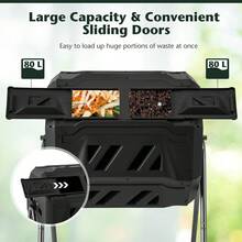 GOFLAME 360° Rotatable Compost Bin 160L Dual Chamber Composting Tumbler - Black - View 6