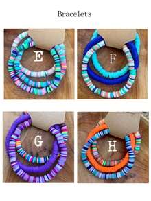 3入組黏土珠鏈手鍊,手鍊堆疊搭配,夏日波希米亞海灘珠寶,衝浪手鍊,度假手鍊 - 彩色 - 查看 9