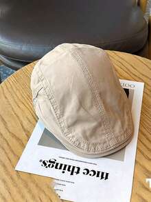 1 件可调节纯色贝雷帽，时尚户外休闲帽，适合街头、商务派对、秋冬 - 均碼 - 查看 2