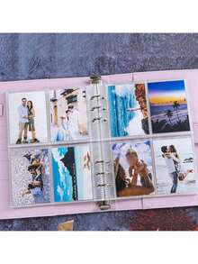 1pc A5 Size Korean Style Loose Leaf Card Holder, 25 Pages, 4 Card Slots, 200 Card Slots, PU Leather Cover, Convenient For Card Organization - Multicolor - View 4