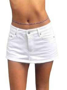 Jean Skirts For Women Sexy Mid Waist Sexy Mini Skirt Dress 2026 Y2k Clothes Denim Skirt - 白色 - 查看 1