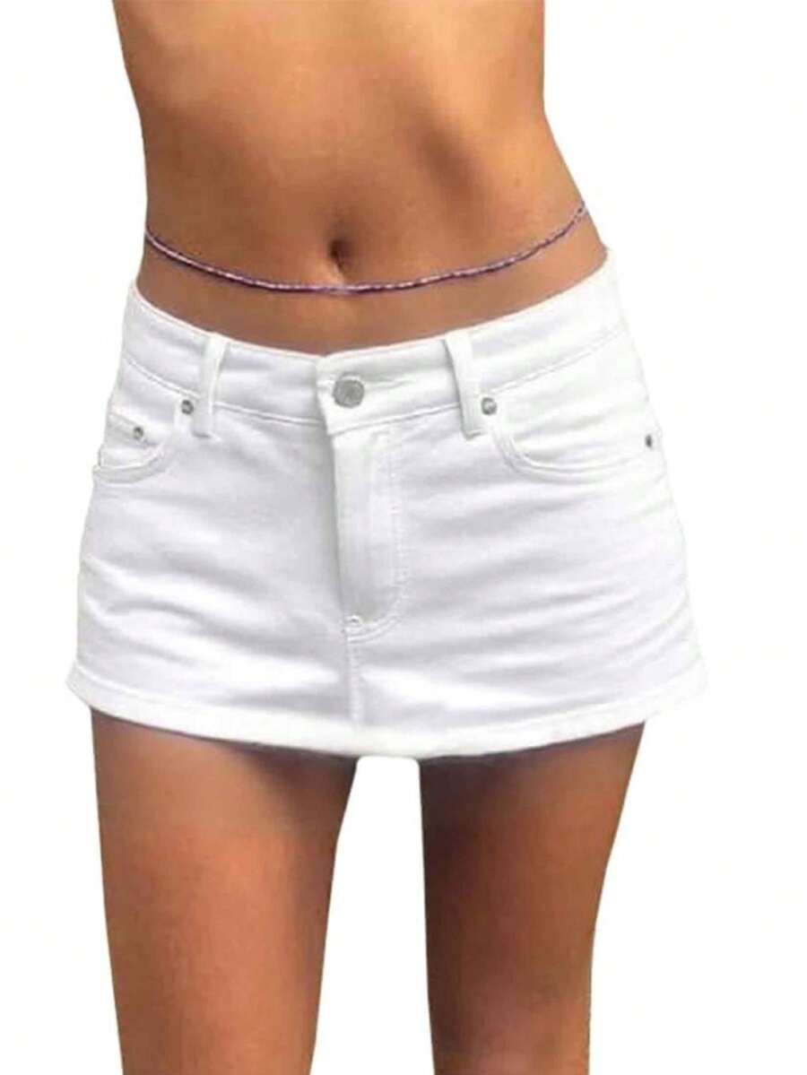 Jean Skirts For Women Sexy Mid Waist Sexy Mini Skirt Dress 2026 Y2k Clothes Denim Skirt - 白色 - 查看 1