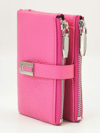 MINGYOU Cartera de mujer de cierre a presión corta, de PU suave, multifuncional, de moda casual, portador de tarjetas con cremallera, monedero simple de estudiante, estilo minimalista, conveniente de llevar para cartera de mujer, monedero, cartera mini, cartera linda