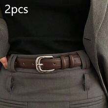 女士简约而优雅的闪亮银扣皮带，适合学生和青年装饰，韩式秋季，秋季，万圣节 - 針扣 - 查看 17