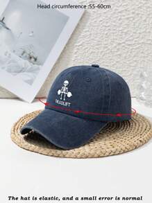 1 Stück Herren süße kleine Totenkopf Hanteln Design verstellbare vintage zerstörte Outdoor Sport Baseball Kappe, geeignet für den täglichen Gebrauch, Frühling/Sommer/Herbst/Winter