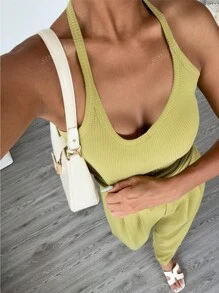 Spring/Summer Casual Sexy Versatile Ribbed Camisole Tank Top