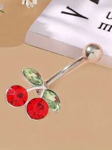 1pc Belly Button Ring Sexy Cherry Navel Piercing Body Jewelry, Popular Navel Piercing