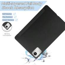 3-Fold Tablet Protective Case, Auto Sleep/Wake, Solid Color Minimalist Business Style, Lightweight & Heat Dissipation, Suitable For Tab M11/Tab P11 Plus/M10 Plus (Gen 3)/P11, Also Compatible With Xiaoxin Tablets, Redmi Pad2 11-Inch/Redmi Pad SE 11-Inch, And Mi Tablets. - Black - View 3
