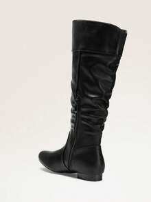 Women's Knee High Boots And Pull On Fall Weather Boots, Ladies' Fashion And Comfortable Walking Boots, Zippers Boots, And Flats - Black/PU - View 6