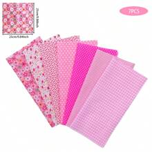 Juego de 7 telas rosa de color liso para manualidades de patchwork, adecuadas para collage DIY, scrapbooking, acolchado hecho a mano, tela de muñecas y material artesanal, disponibles en 2 tamaños