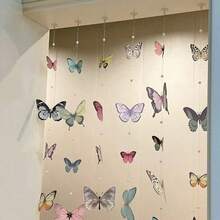 46pcs Set Hanging Butterfly Garland Kit DIY Ceiling Butterfly Set DIY Butterfly Curtain Material Simulation Butterfly Pendant Ornaments Bohemian Style Artificial Flower Door Curtains Floating Butterfly Wall Hanging Backdrop Photography For Themed Wedding Birthday Room Layout