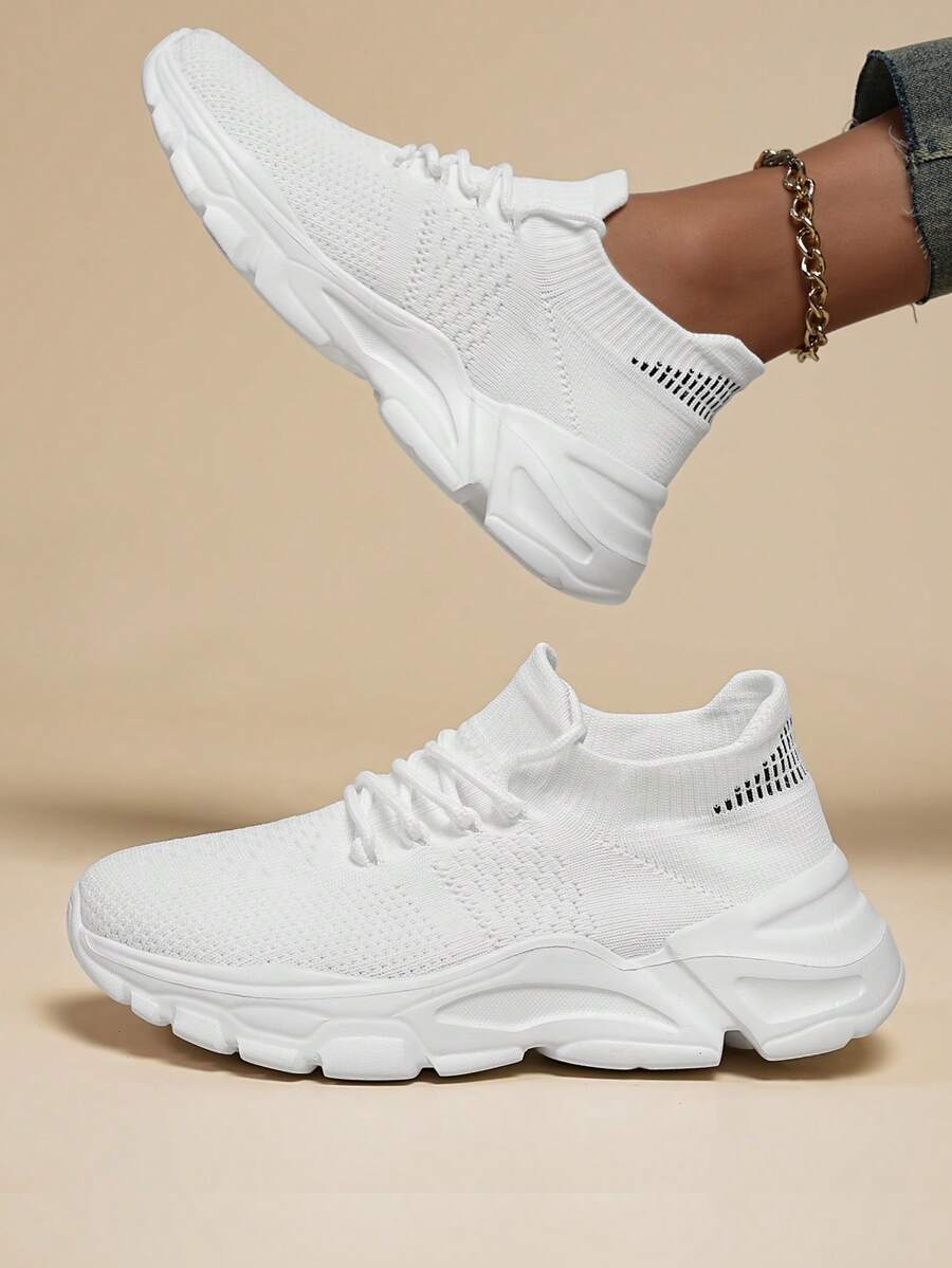 Women's White Comfortable Sneakers For City Walks - Breathable Design & All-Day Support - 白色 - 查看 1