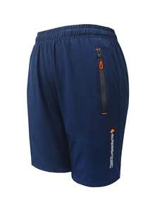 Pantaloncini da running leggeri e traspiranti da donna, di colore nero, con cerniera laterale, vita elastica con coulisse, tipografia a contrasto, adatti per palestra, allenamento e attività all'aperto